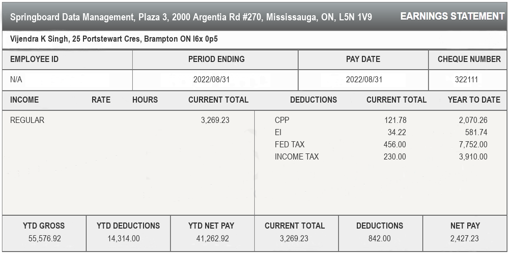Ontario Pay Stub Generator Canada Online Pay Stub Generator